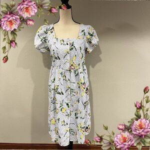 Adyson Parker Floral Embroidered Eyelet Square Neck Button Down Dress